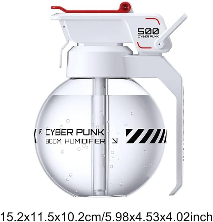 Fangool Mini Cyberpunk Essential Oil Diffuser & Humidifier, 500ml Portable USB Quiet Operation, Auto Shut-Off, 8H Runtime for Gaming, Bedroom, Office, Yoga, Travel Gift (White)
