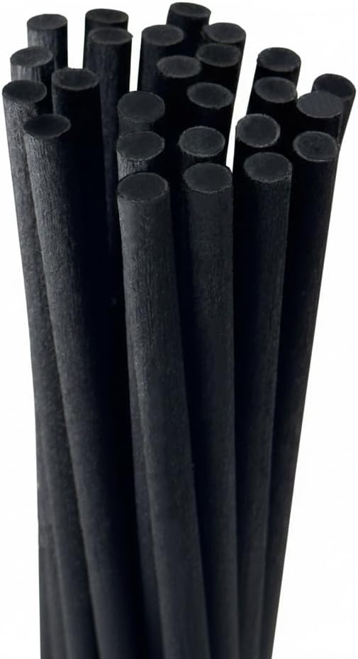 Thick Black Fiber Diffuser Reeds, 6mm Thick, 10 Inch, 25pcs, Black Diffuser Sticks for Fragrance Oils, Essential Oils (Black, 6mm)