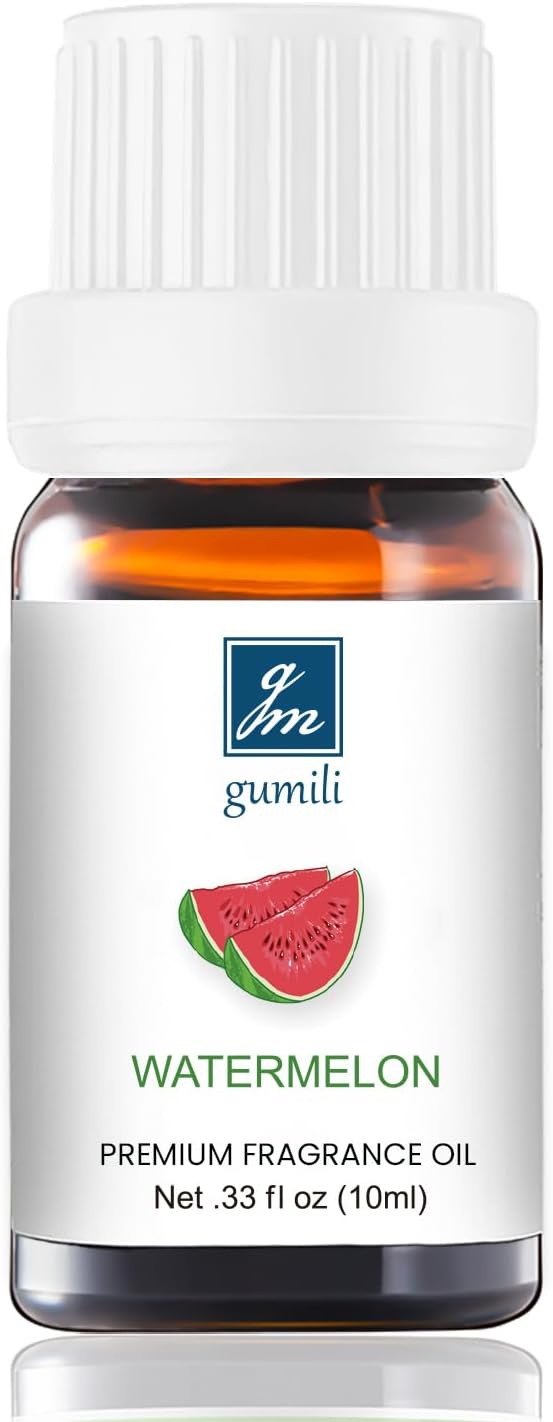 GM Gumili Watermelon Essential Oil - Pure Organic Scent for for Aromatherapy, Diffusers, Spray, Skin & Hair Care, Massage, DIY Candles & Soap, Perfume - Fruity Fragrance, 10mL
