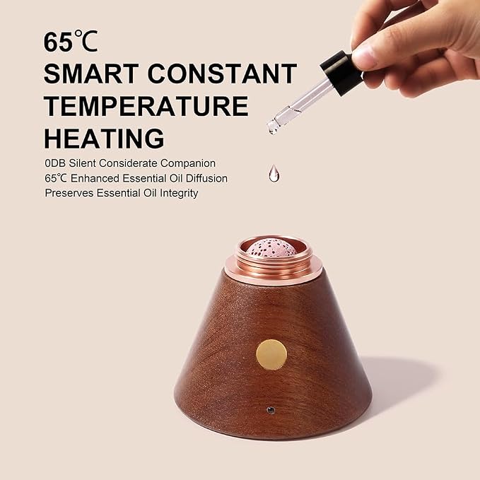 Wood Mini Essential Oil Diffuser Portable,Bedroom,Bathroom (Sapele) | Compact size with timed operation, and portable design for home, office, and car use