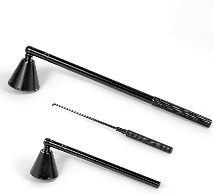 Innovative 2-in-1 Candle Snuffer Extinguisher with Removable Wick Dipper,Candle Flame Put Out Tools with Non-Slip Long Handle,Perfect Accessories for Candle Lovers (Black)