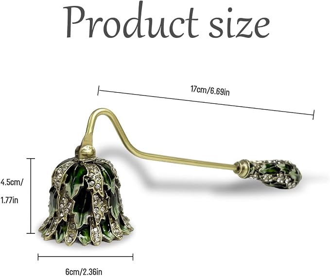 Candle Snuffer Vintage Unique Candle Extinguisher Snuffer with Long Handle Decorative Candle Extinguisher Metal Candle Stopper Candle Accessories Gift (Green)