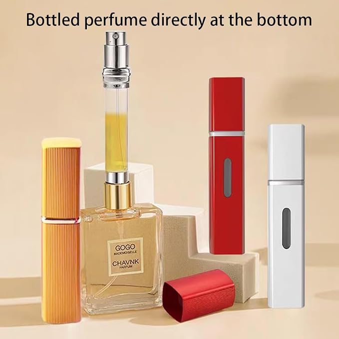 4PCS Perfume Travel Refillable Bottle, Bottom-Filling Fragrances Perfumes Atomizer, Mini Cologne Dispenser, Portable Sprayer Perfume Contianer, for Traveling of 8ML