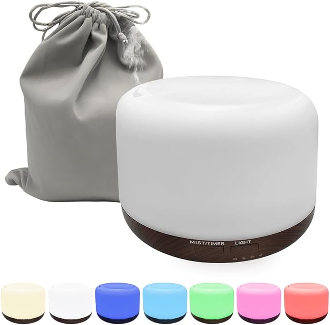 Essential Oil Diffuser for Home & Travel,300ml USB Portable Bedroom Aromatherapy Diffuser with Storage Bag,Quiet for Bedroom,7 Color LED Lights&Auto Shut-Off(Travel Model)
