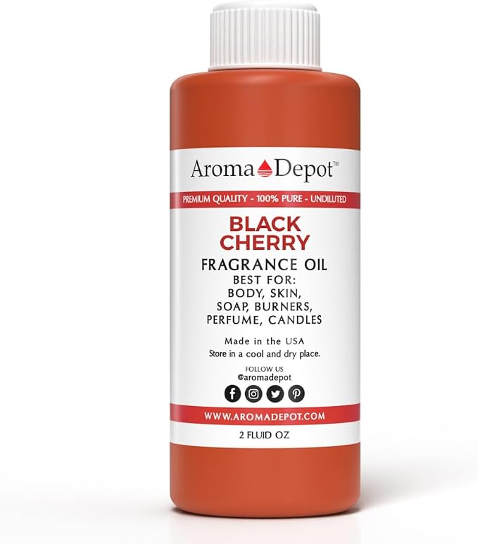 Aroma Depot 2 fl oz Black Cherry Fragrance Oil – Scent for Candle Making, Soap Making, Wax Melts, Diffusers, Body Oil Blends & Incense (60ml)