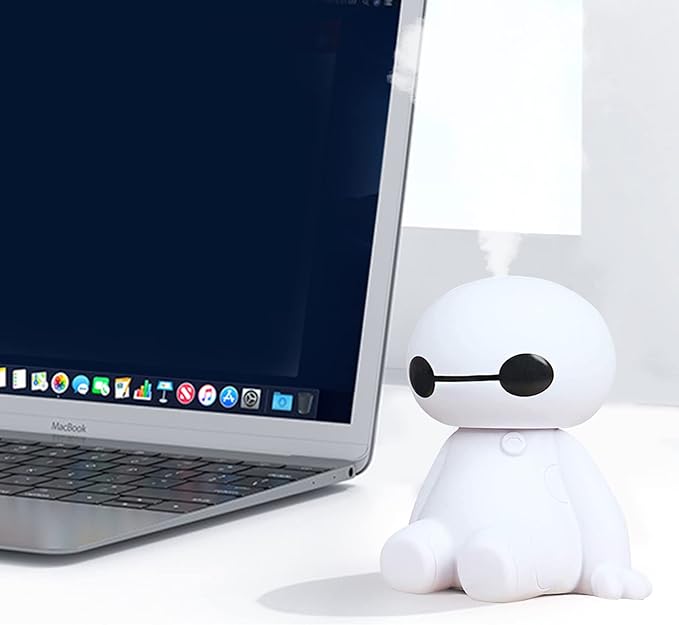 INVODA Small Humidifier Cool Mist Portable Desk USB Personal Mini Humidifiers for Bedroom Office Car Plants, White+6 cotton Sticks