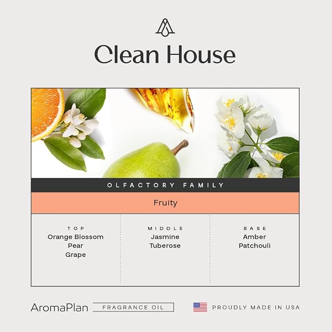 AromaPlan Scents, Clean Smelling Essential Oils, Clean House (5 Fl Oz /148ml)-Fresh Scent Essential Oil for Diffuser, USA Fragrance, Bigger Bottle, Bolder Aroma & Longer Lasting