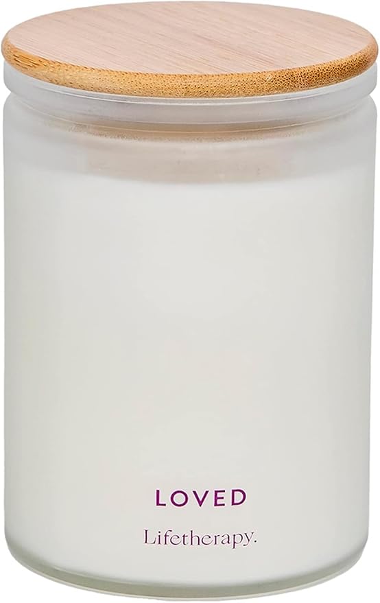 Lifetherapy Loved Scented Soy Candle, 75-Hour Burn, 10 Oz | Natural soy wax scented candles for home with clean burn, jar candle design, and long lasting fragrance
