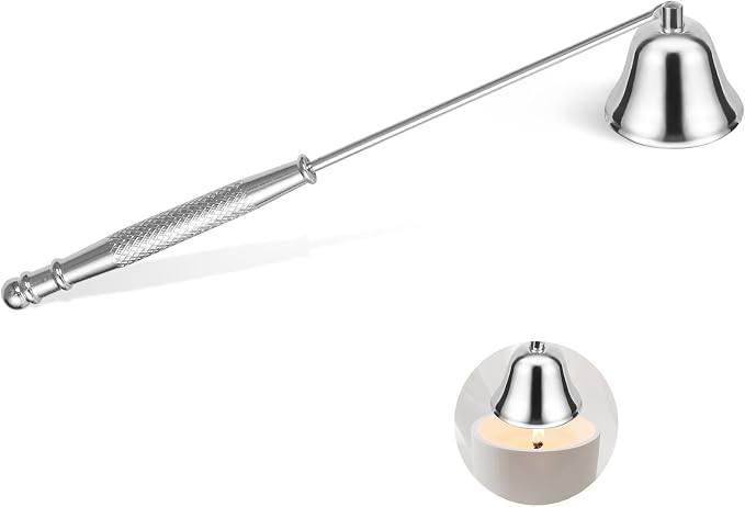 Candle Extinguisher with Long Handle, Metal Wick Snuffer Candle Snuffer Accessory with Long Handle for Scented Candle, Aromatherapy Candles for Putting Out Candles Flame (Silver)