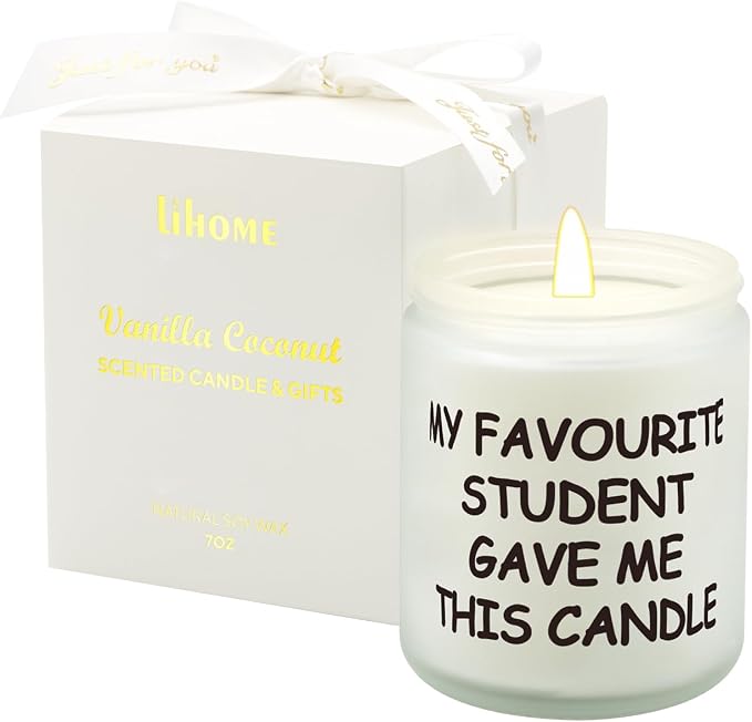 Lihome Teacher Appreciation Gifts - Funny Teacher's Day, Birthday, Thanksgiving, Christmas Gifts, Vanilla Coconut Candles