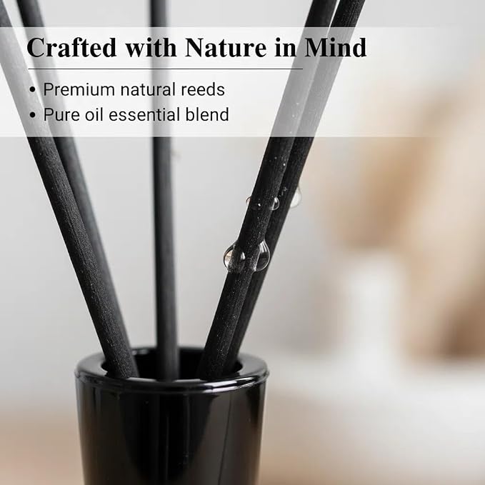 Reed Diffuser Set-Oud&Bergamot-Strong Scent, Long-Lasting Evaporation with Natural Reed Sticks & Essential Oils, Elegant Fragrance for Bathroom Bedroom Office Decor Air Fresh-Ideal Gifts