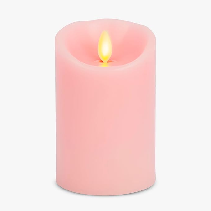 Luminara Flameless LED Battery Operated Flickering Pillar Moving Flame Candles (Saga Rose, 3" x 4.5")