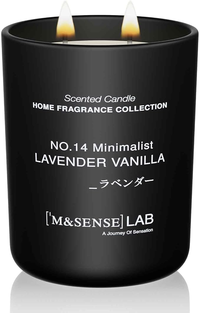 M&SENSE Natural Soy Large Candle| Lavender Vanilla | 16.6 oz, 95H Burn | Mini Spring Scented Candles for Relaxation, Meditation, Home Décor | for Bedroom, Office, Party
