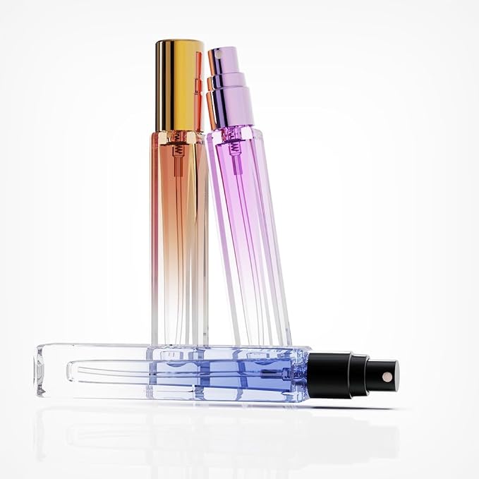 5PCS 10ml Glass Refillable Travel Perfume Atomizer Bottles,Mini Empty Cologne Spray Bottle,Pocket Size Sprayer Portable for Travel and Sample Container Toiletries Dispenser