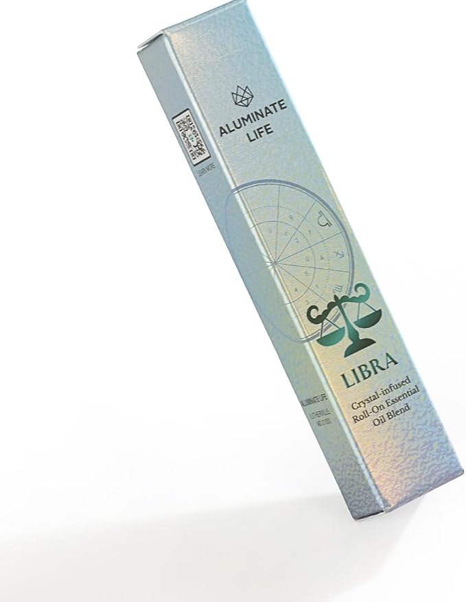 Libra Zodiac Crystal-Infused Essential Oil Rollerball, Aromatherapy Blend - Harmony & Calm, Premium Astrology Sign Birthday Gift, Natural Therapeutic Roller, 10 mL