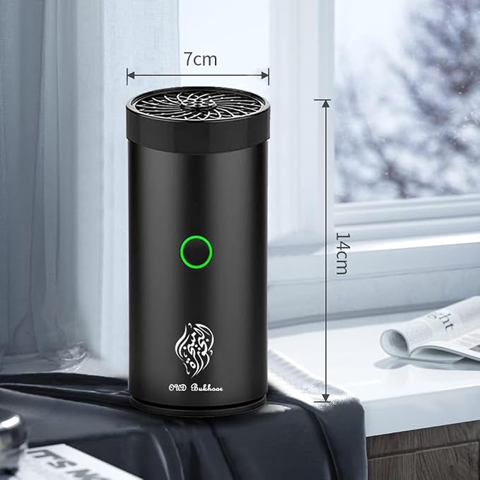 Car Electric Incense Burner, Electric Incense Burner, Portable USB Rechargeable bakhoor Burner for Home Use (Black-1)