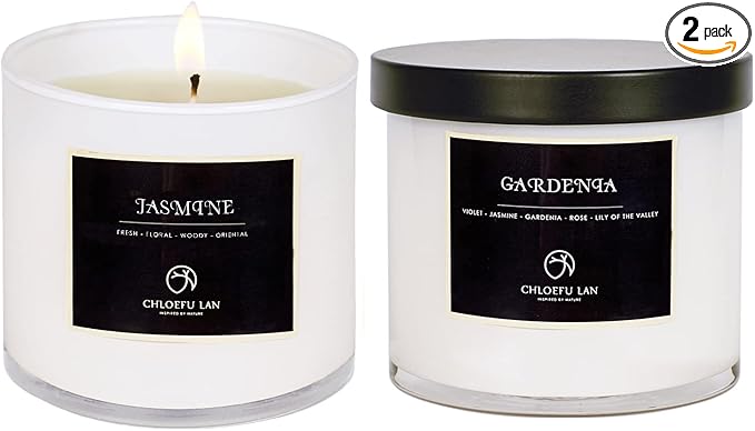 Valentines Scented Candles Gifts for Women Gardenia and Jasmine Candles 7.1oz|45 Hour Long Lasting Highly Scented 100% Soy Candle, Home Decor, Aromatherapy Candle with Gift Box 2 Pack