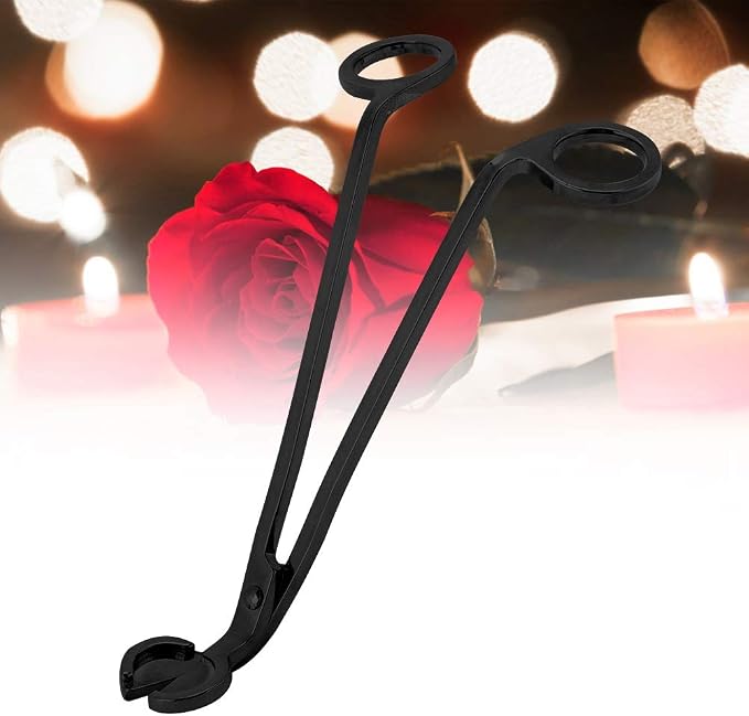 Stainless Steel Candle Wick Trimmer, 6.9 Inch Length Rounded Tips Candle Snuffer for Safe Wick Clipping and Candle Care Black
