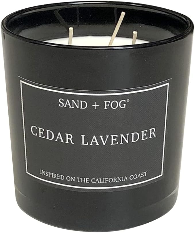Sand + Fog Scented Candles - Cedar Lavender - Additional Scents and Sizes - 3 Wicks 100% Cotton Lead-Free - Luxury Air Freshening Jar Candles - Perfect Home Decor - 21 oz