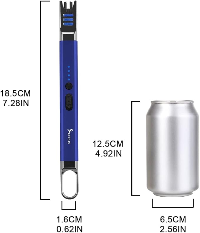SUPRUS Candle Electric Arc Lighter Windproof Flameless USB Rechargeable Lighter with LED Light for Candle Camping BBQ Cooking (Dark Blue&Dark Blue)
