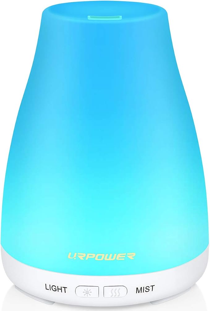 URPOWER 2nd Version Essential Oil Diffuser with Adjustable Mist Mode Waterless Auto Shut-Off and 7 Color LED Lights for Home Office, One Size (Pack of 1), White