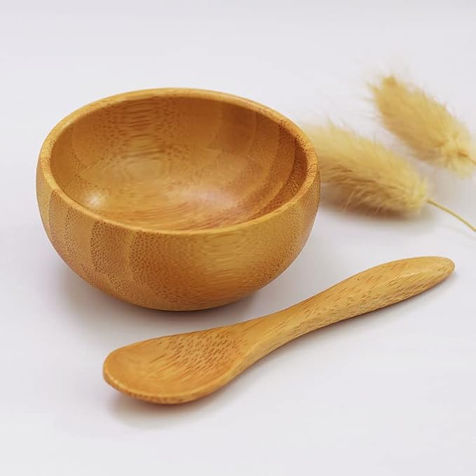 Facial Mask Bowl Set Bamboo Face Mask Essential Oil Aromatherapy Mixing Bowl DIY Clay Facemask Mixing Tool Kit with Stick Spatula