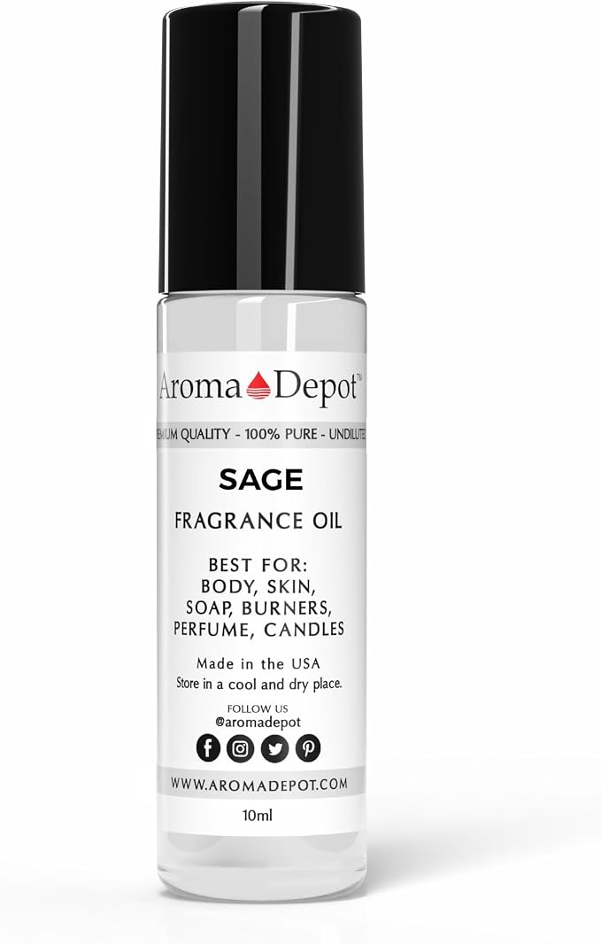 Aroma Depot Sage Type Perfume/Body Oil (7 Sizes) Our Interpretation, Premium Quality Uncut Fragrance Oil (1 Bottle 1/3 Roll On (10ml))