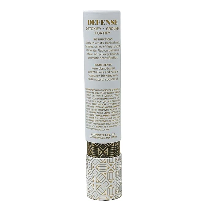Essential Oil Rollerballs, .34 OZ, Defense - Smoky Quartz Crystal Infused - Scents of Frankincense, Neroli, & Sage - Aromatherapy Roll On Oils, Skin Care, Massage
