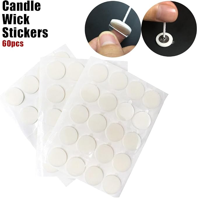 EricX Light 8 inch Candle Wick with Candle Wick Stickers and Candle Wick Centering Device,60 pcs for Candle Making