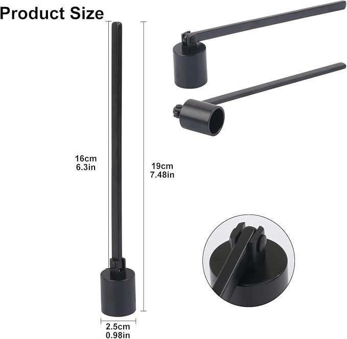 7 Pack 8 inch Black Candle Snuffer Bulk, Long Handle Stainless Steel Polished Candle Snuffer for Candle Lovers
