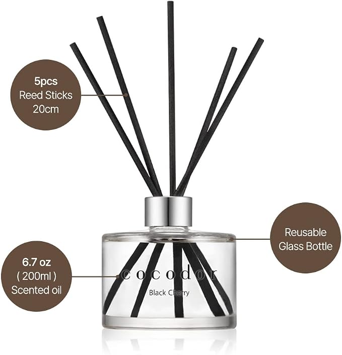 COCODOR Signature Reed Diffuser Set/Pure Cotton / 6.7oz /1 Pack/Home Fragrance Diffuser, Oil Scent Diffuser for Bathroom Shelf Decor
