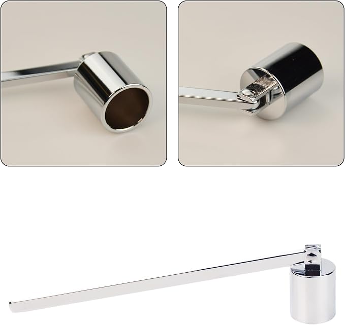 Candle Snuffer, Stainless Steel Elegant Candle Extinguisher with Long Handle, Straight Tube Candlesnuffers Extinguish for Tea Light Candles Fireplace Church Wedding Candle (Sliver)