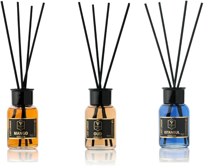 Reed Diffuser Set with Sticks for Home – Bathroom, Bedroom & Office Aromatherapy – Long Lasting Scented Oil Diffuser with Sticks – Luxury Room Fragrance Diffuser 55ml,1.7 fl oz (Mango-Oud-Istanbul)
