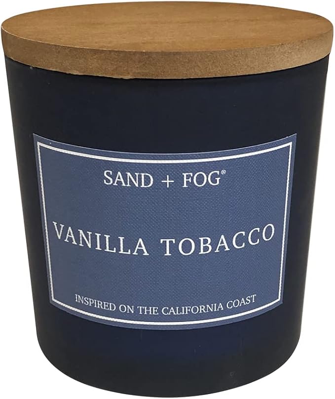 Sand + Fog Scented Candles - Vanilla Tobacco - Additional Scents and Sizes - 3 Wicks 100% Cotton Lead-Free - Luxury Air Freshening Jar Candles - Perfect Home Decor - 21 oz