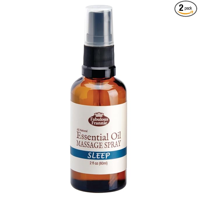 Fabulous Frannie Sleep Massage Spray Pure Essentials and All Natural Carrier Oils (Chamomile, Marjoram, Bulgarian Lavender and Vetiver) 2oz
