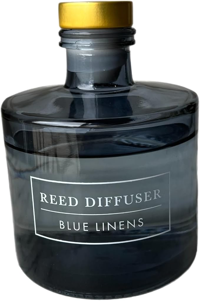 Bellevue Diffuser, 6 fl oz Glass Filled Diffuser, Highly Concentrated Fragrances with Essential Oils, Home Fragrance, Scent:Blue LINENS