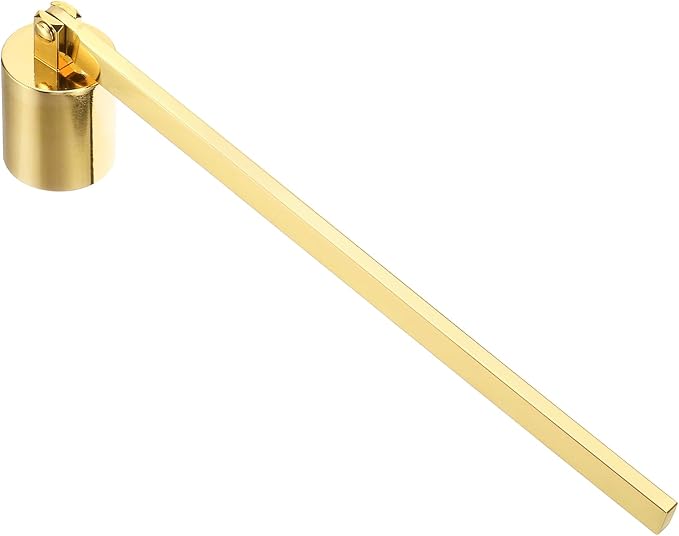 uxcell Candle Snuffer, Candle Extinguish with Long Handle, Wick Flame Snuffer Extinguish Accessory Cylinder-Shaped for Putting Out Flame Home Decor Gifts, Gold