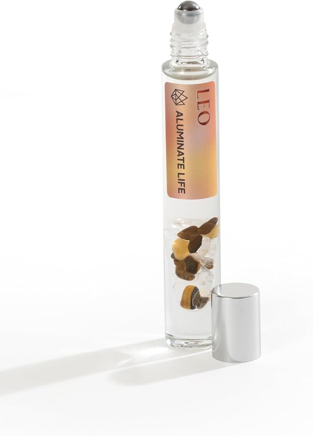 Leo Zodiac Crystal-Infused Essential Oil Rollerball, Aromatherapy Blend - Confidence & Vitality, Premium Astrology Sign Birthday Gift, Natural Therapeutic Roller, 10 mL