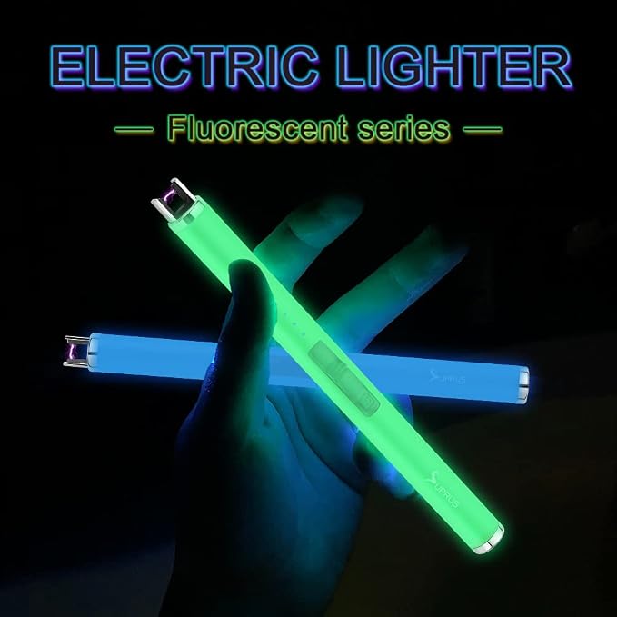 SUPRUS Fluorescent Lighter Glows in The Dark USB Lighter Rechargeable Windproof Pocket Size for Candle Cooking BBQ in Party (Yellow)