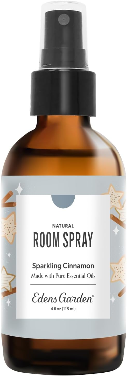 Edens Garden Sparkling Cinnamon Natural Room & Linen Spray – 100% Pure Essential Oil Aromatherapy Mist for Holiday & Christmas Scents – Non-Toxic, Long-Lasting Festive Air Freshener, 4 fl oz (118 ml)