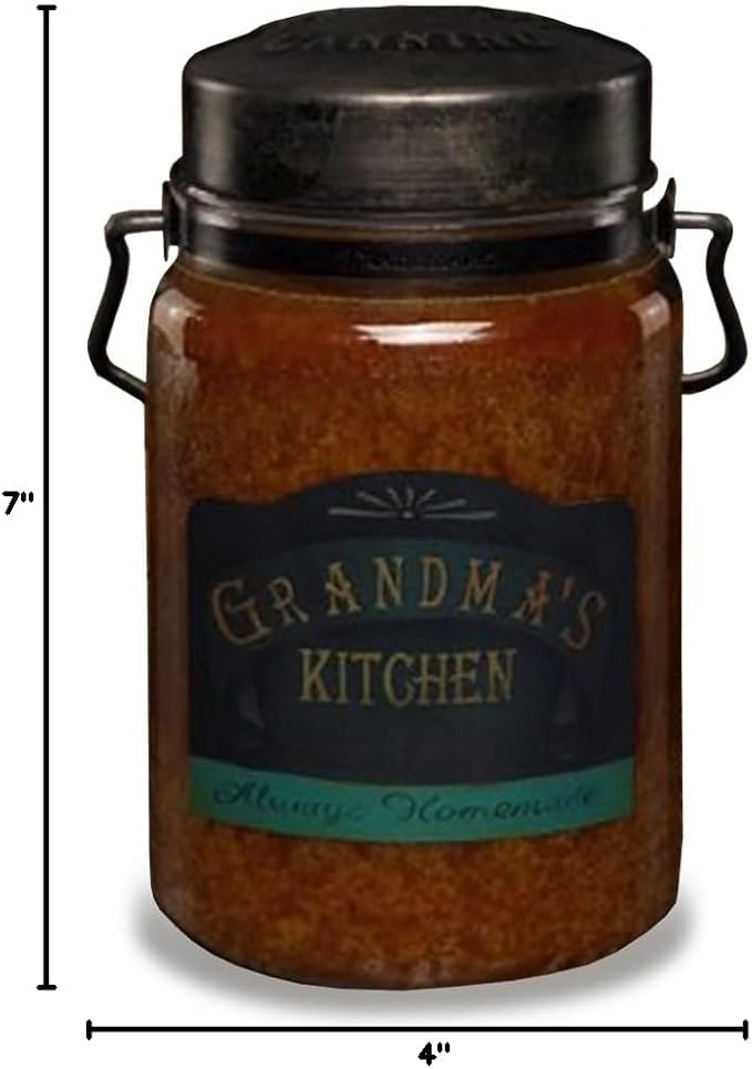 McCall’s Candles | Grandma’s Kitchen | 26 oz Scented Candle | USA-Poured | Vintage Rustic Jar with Carrying Handle | Spiced Cinnamon & Cozy Allspice Fragrance