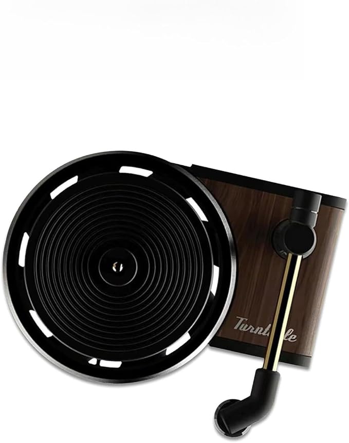 Car Air Vent Clip, 3D Record Player and Record Spins with Airflow Design with 9 Albums, Wood Texture Gramophone Decoration with Fixed Four-point Clip, Interior Diffuser for Car (Multicolored)