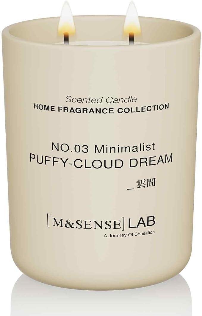 M&SENSE Natural Soy Large Candle| Puffy-Cloud Dream | 16.6 oz, 95H Burn | Mini Spring Scented Candles for Relaxation,Meditation, Home Décor | for Bedroom, Office, Party