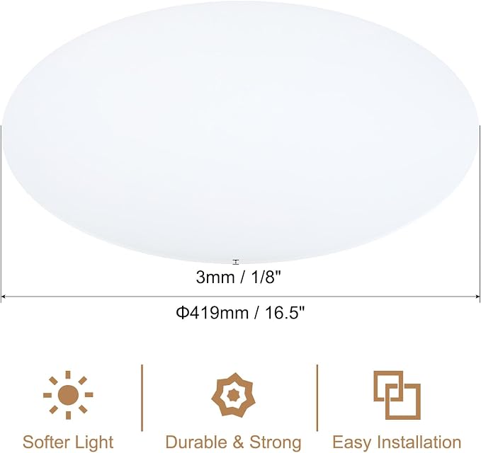 PATIKIL Lampshade Diffuser, 16.5" Diameter Round Diffuser for Drum Lampshades Pendants Light, DIY Light Shield, Frosted White