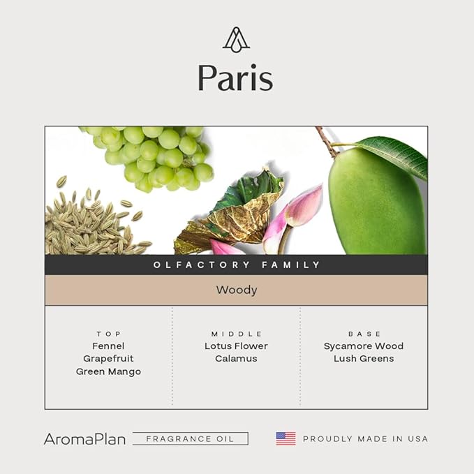 AromaPlan Hotel Scents Paris 5 Fl Oz (148ml), Home Luxury Aroma & Hotel Fragrance Diffuser Oil- Hotel Diffuser Oil for Aromatherapy- USA Made, Bigger Bottle, Bolder Aroma & Longer Lasting