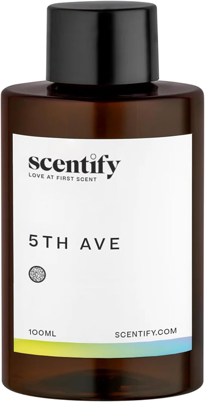 Scentify 5th Ave Aroma Oil Refill Scent for Oil Diffusers - Bergamot, Floral, Gardenia Scents - Luxurious Relaxing Aromatherapy Diffuser Fragrance 100ml, 3.38 oz