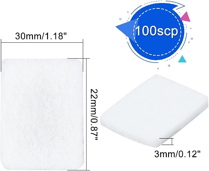 PH PandaHall 100pcs Unscented Refill Pad 1.1×0.8" Unscented Aroma Pads White Essential Oil Diffuser Pad Rectangle Aroma Oil Refill Pads for Essential Oil Humidifier Locket Scent Ball Plug-in Diffuser