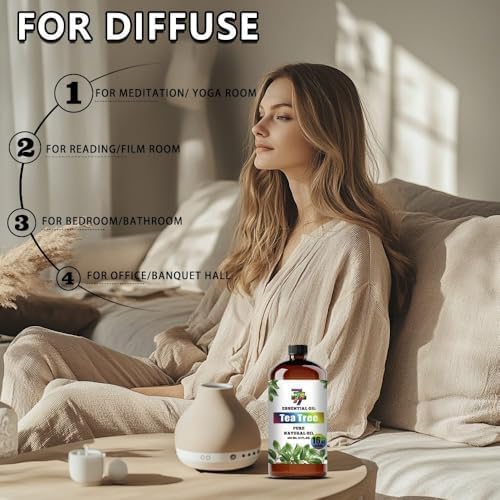 Tea Tree Essential Oil, Tea Tree Oil, for Diffuser, Cleaning, Humidifier, DIY Candles, Soap, Laundry, Home, Yoga, Gift, Essential Oils, GV77ZF Tea Tree Fragrance Oil - 16 fl oz (480 ml)