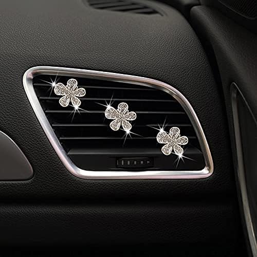Car Decor Car Fresheners For Women Bling Accessories Air Outlet Decoration For Women Aromatherapy Air Vent Clip Charm Air Dreshener Set of 3 Flowers