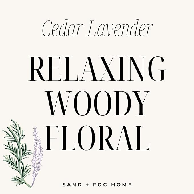 Sand + Fog Scented Candles - Cedar Lavender - Additional Scents and Sizes - 3 Wicks 100% Cotton Lead-Free - Luxury Air Freshening Jar Candles - Perfect Home Decor - 21 oz